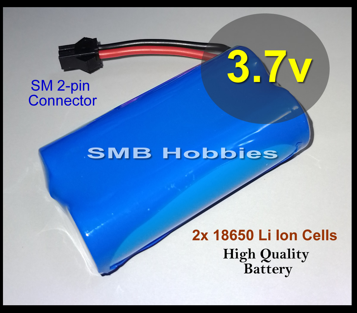 3.7v 2x 18650 cells battery pack sm connector - smb hobbies 2