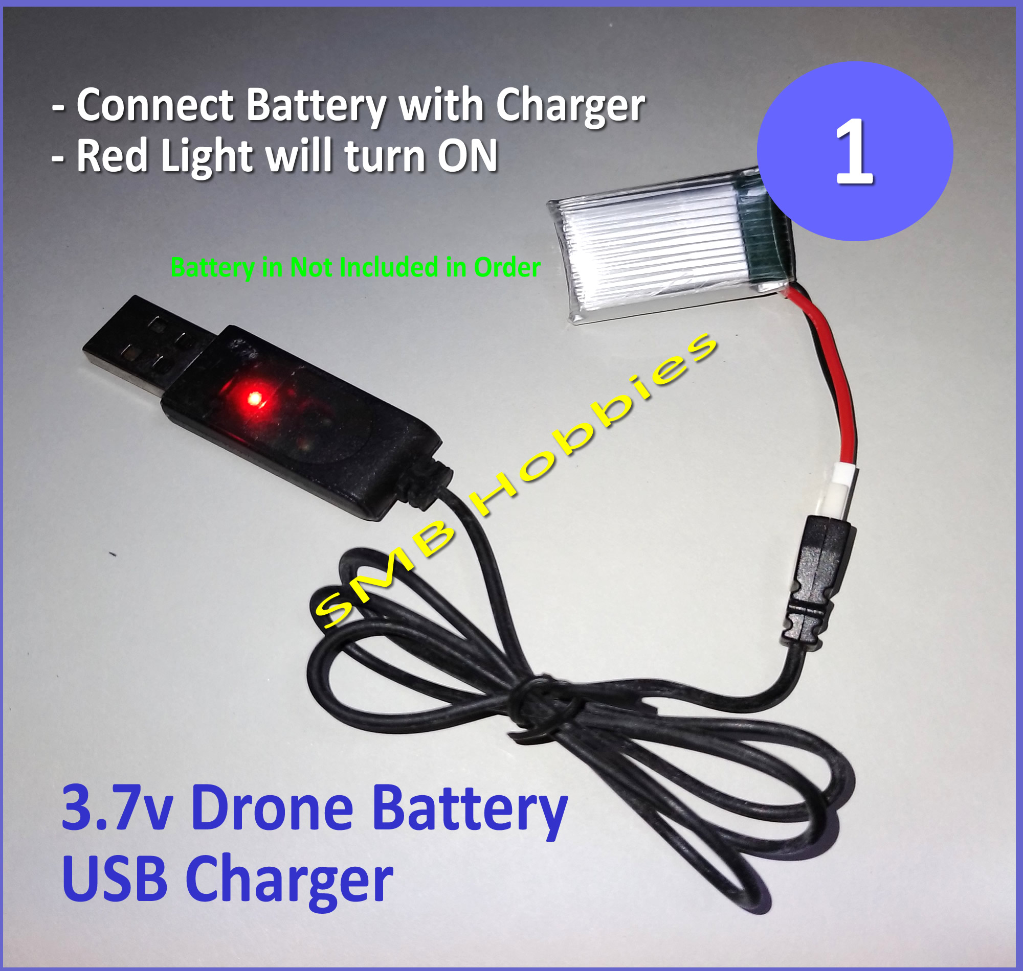 3.7v Drone USB Lipo Battery Charger White Connector