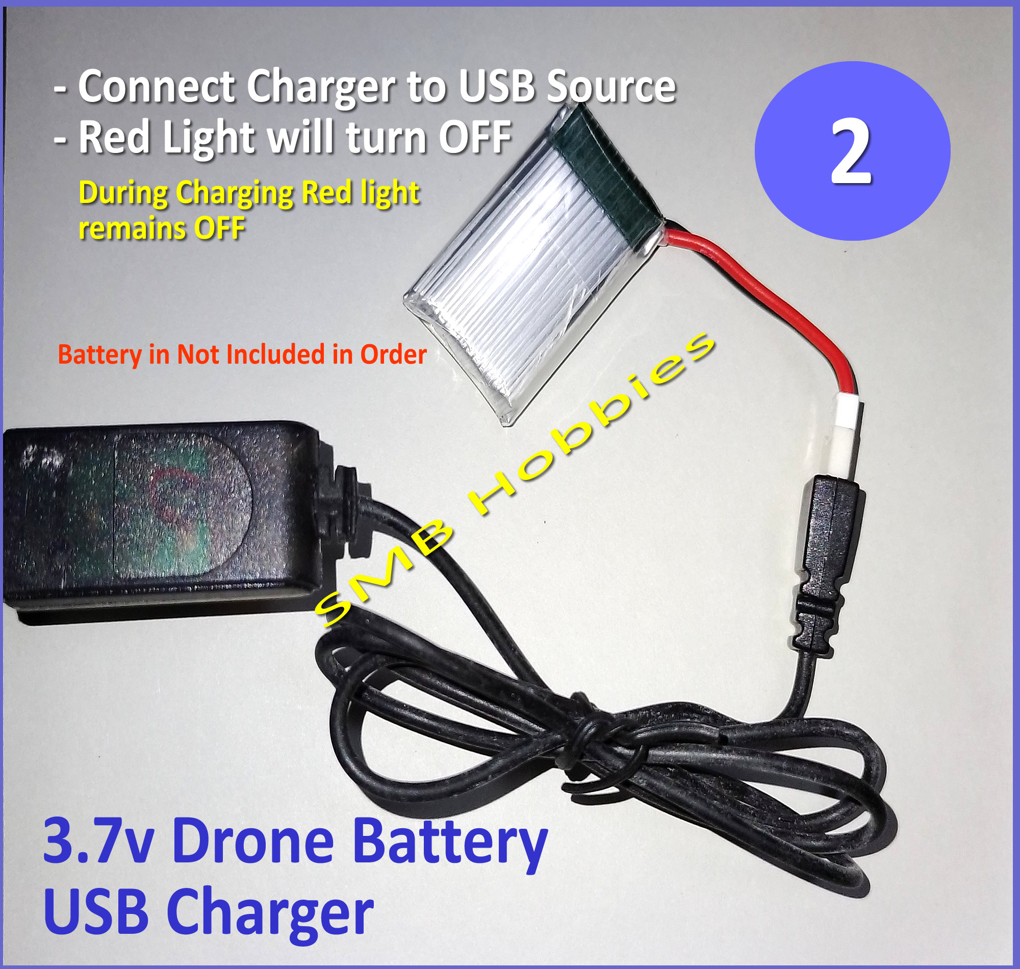 3.7v Drone USB Lipo Battery Charger White Connector