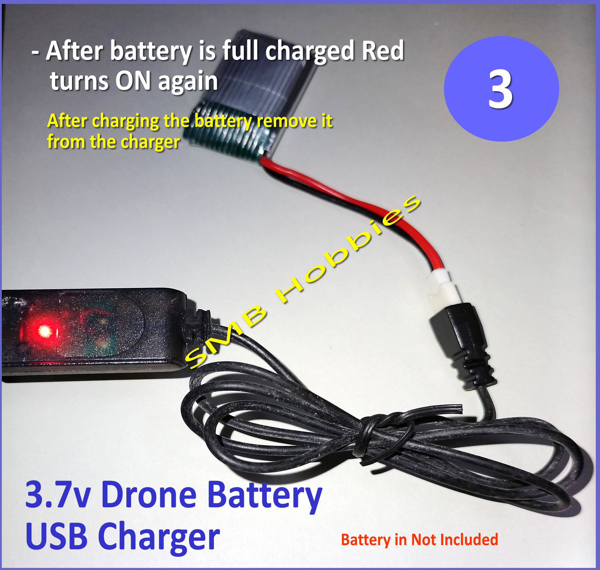 3.7v Drone USB Lipo Battery Charger White Connector
