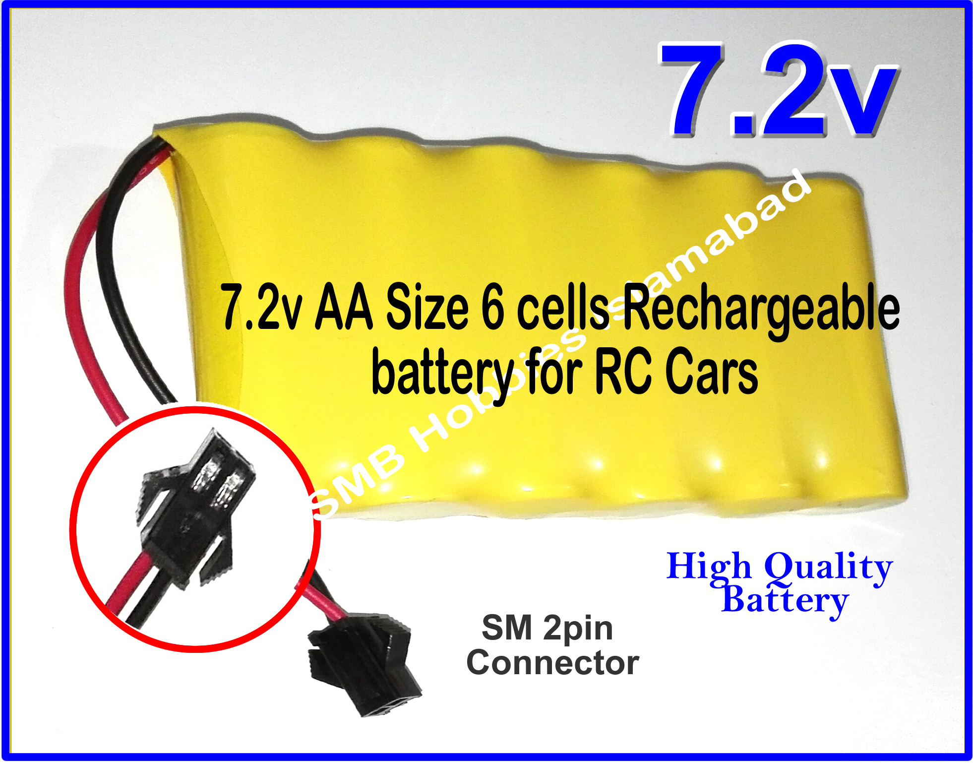 7.2v rechargeable battery pack sm 2pin connector - smb hobbies wm2